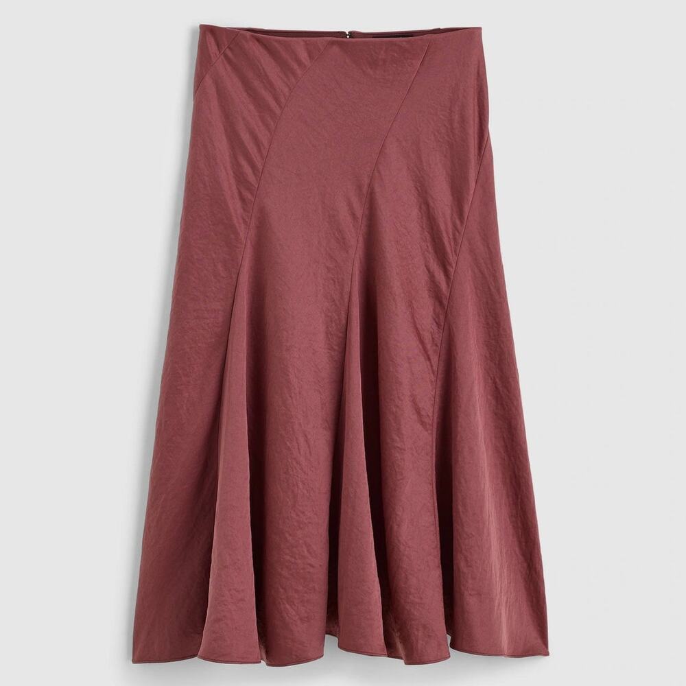Madewell Midi Slip Skirt in Burnt Soil Satin NY310 Size 14 NEW
